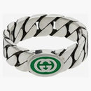 Gucci Sterling Silver Interlocking G Ring Silver/Green