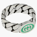 Gucci Sterling Silver Interlocking G Ring Silver/Green