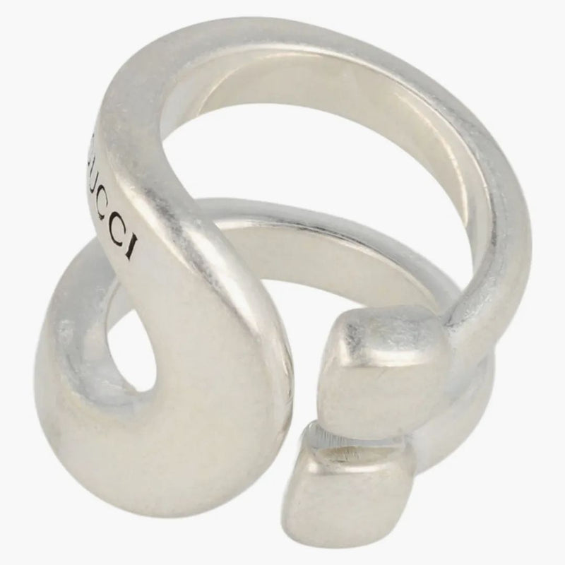 Gucci Sterling Silver Stirrup zabalený koňský prsten stříbro