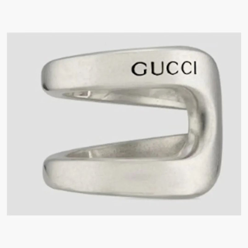 Gucci Sterling Silver Stirrup zabalený koňský prsten stříbro