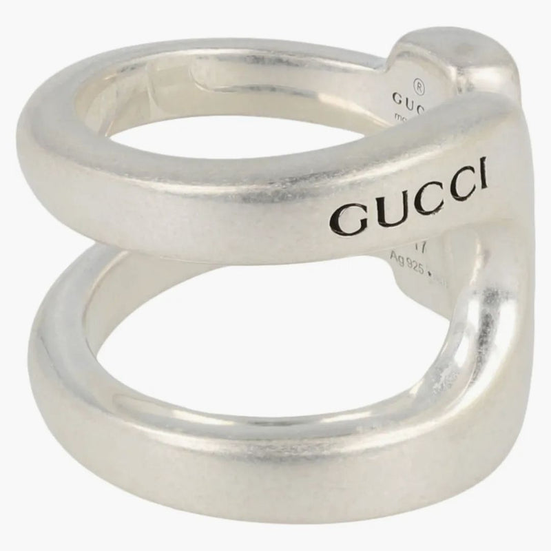 Gucci Sterling Silver Stirrup zabalený koňský prsten stříbro
