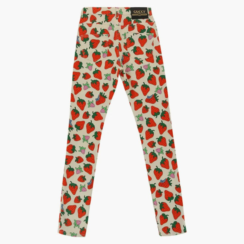 Gucci Strawberry Cotton Skinny Pant Ivory/Yellow