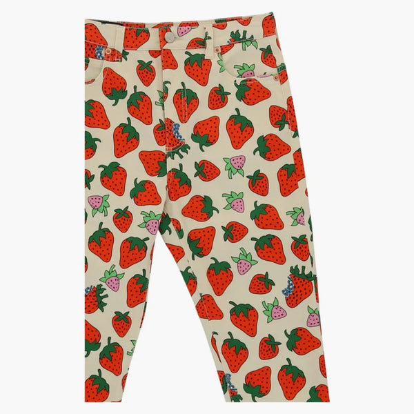 Gucci Strawberry Cotton Skinny Pant Ivory/yellow