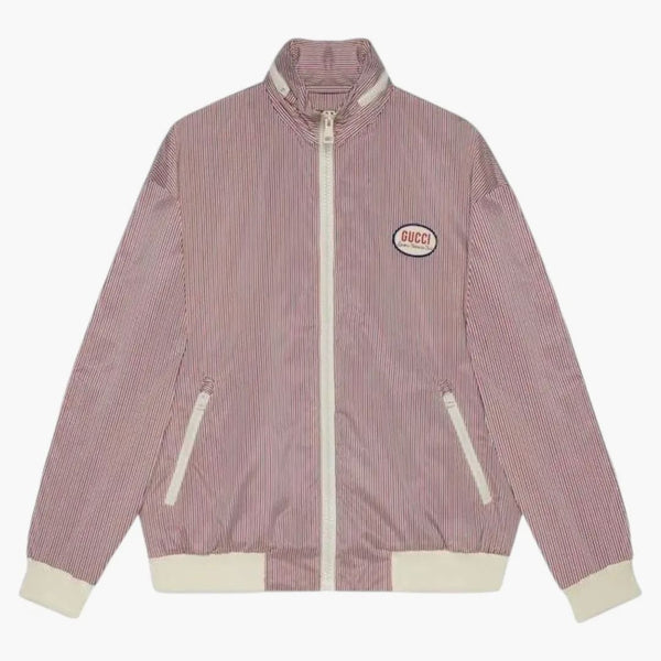 Gucci Striped Fabric Zip Jacket Red