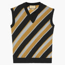 Gucci Striped Intarsia Knit Vest Black/Brown/Off-White