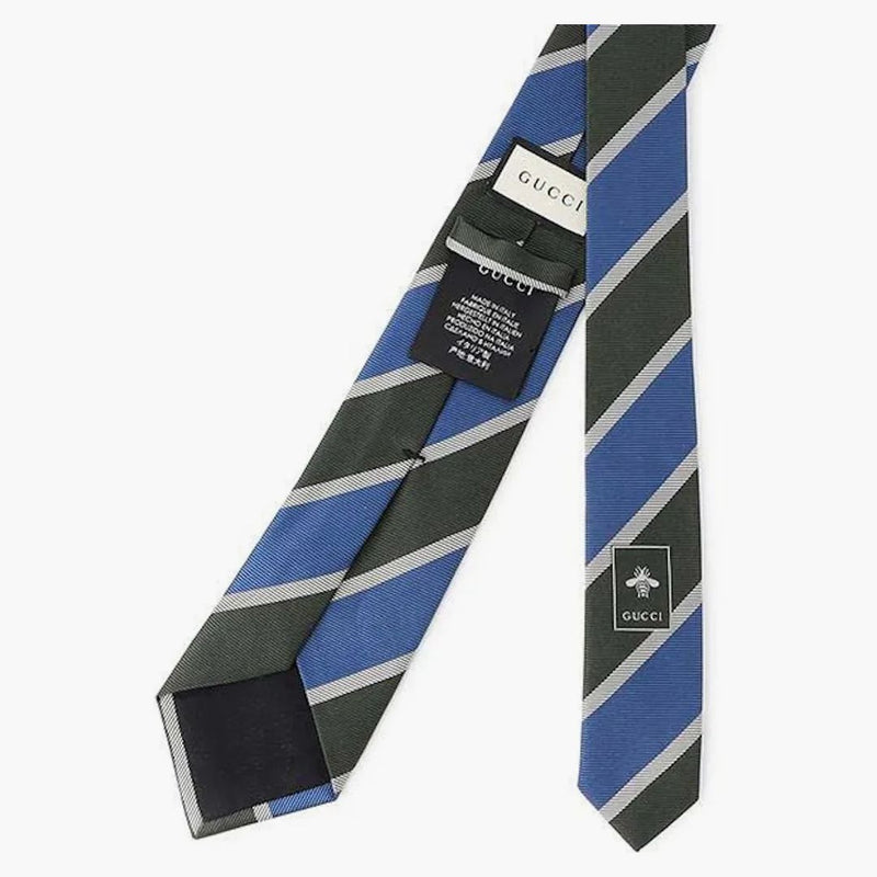 Gucci Striped Tie Blue/Black/Gray