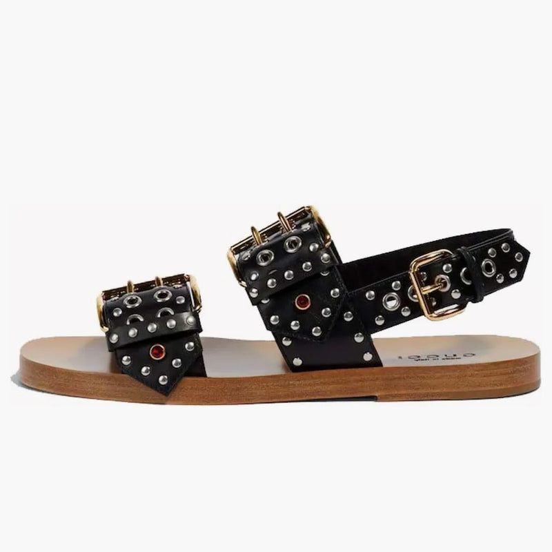 Gucci besatt utsmyckade lädersandaler svart