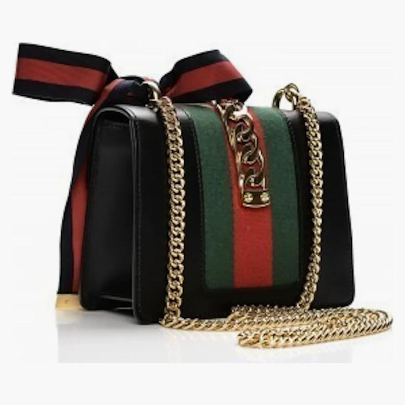 Gucci Sylvie rameno GG Web Stripe Mini Black/Red/Green