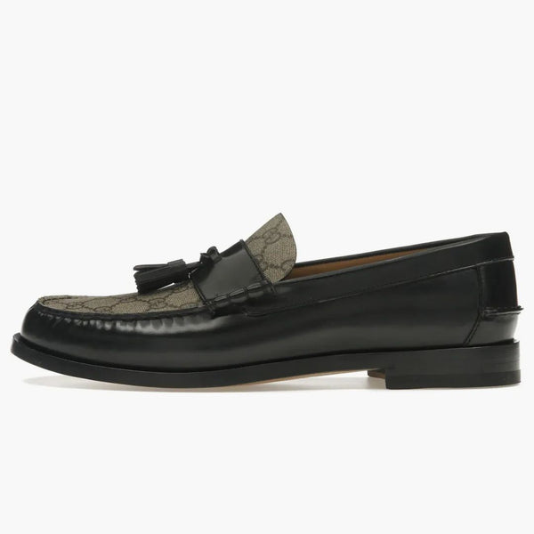 Gucci Tassel Gg Canvas Loafers Black Ebony