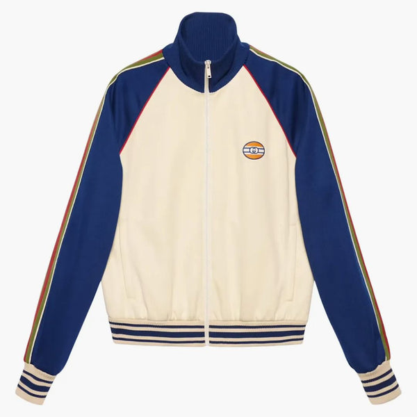 Gucci Technical Jersey Zip-up Jacket Ivory/blue