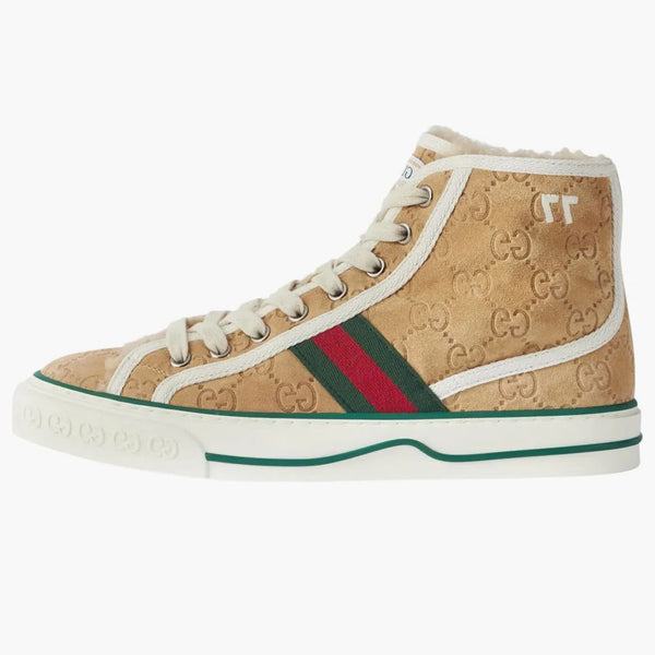 Gucci Tennis 1977 High GG Brown zamsz (kobiety)