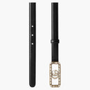 Tenký pás Gucci s krystalickou dvojitou G přezkou černou