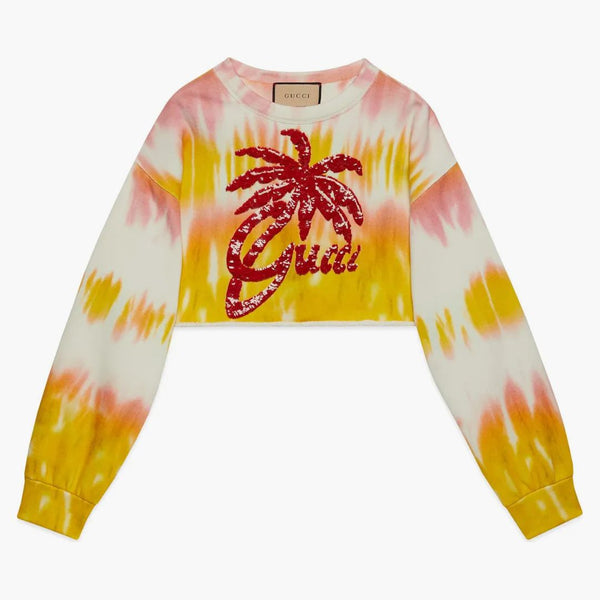 Gucci Tie Ticy Tye Cotton Jersey Selda giallo rosa