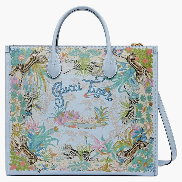 Gucci Tiger Střední mrtvá taška světle modrá