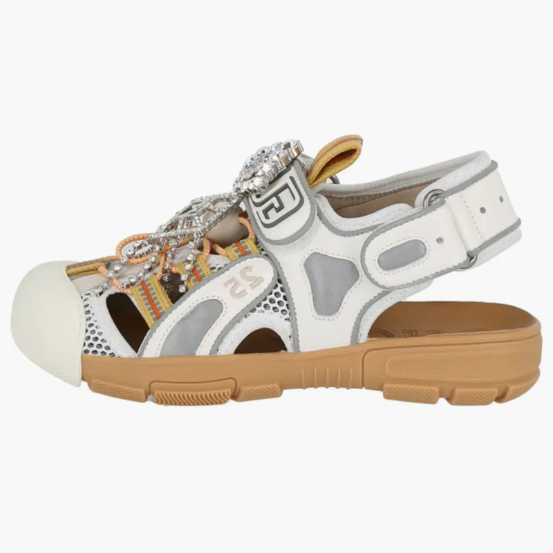 Gucci pozlátkové sandály Crystal White White Grey (dámské)