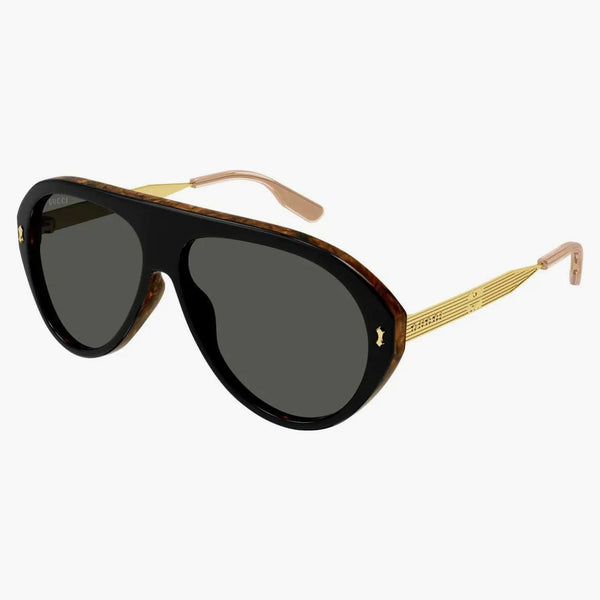 Gucci Tortoise Acetato Aviatore Frame da sole Occhiali da sole Havana/Black/Grey (GG1515S-001-FRI)
