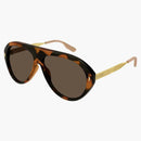 Gucci Tortoise Acetate Aviator Frame Sunglasses Havana/Gold (GG1515S-002-Fri)