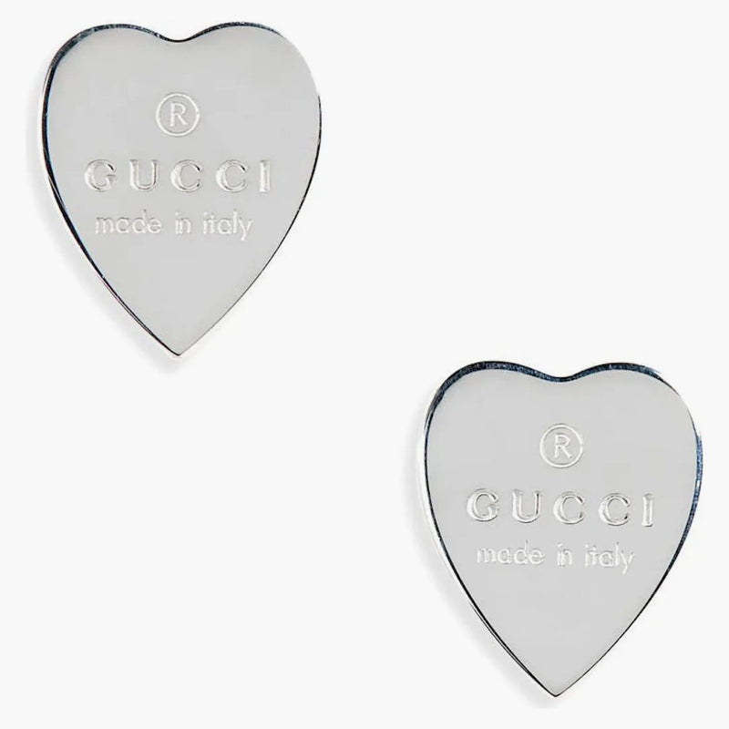 Gucci Trademark Heart Stud Earrings Silver