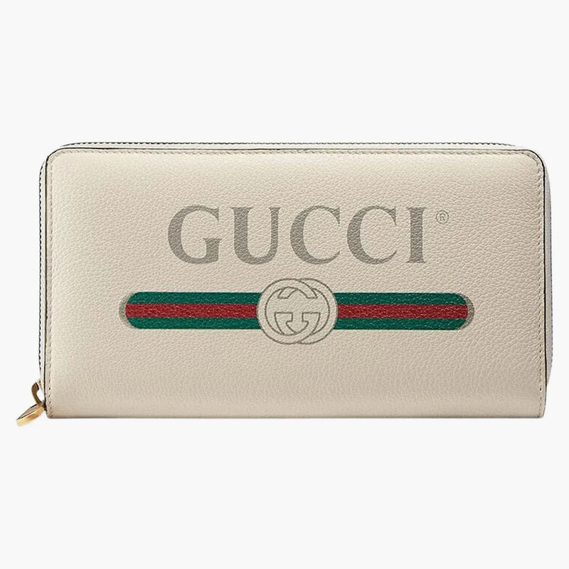Gucci Vintage -logotyp (12 kortplatser) Zip runt plånbokvitt/multi