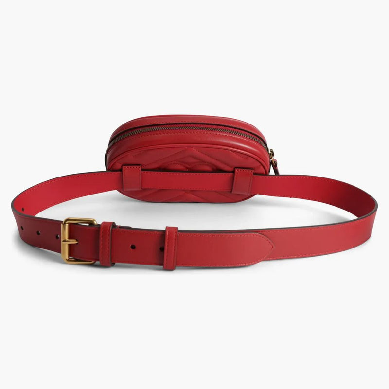 Gucci GG Marmont Belt Bag Matelasse Hibiscus Red