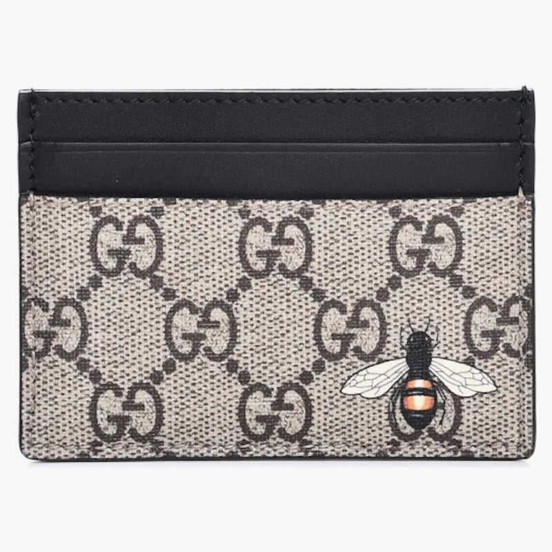 Gucci Card Case GG Supreme Bee Print Black/Beige