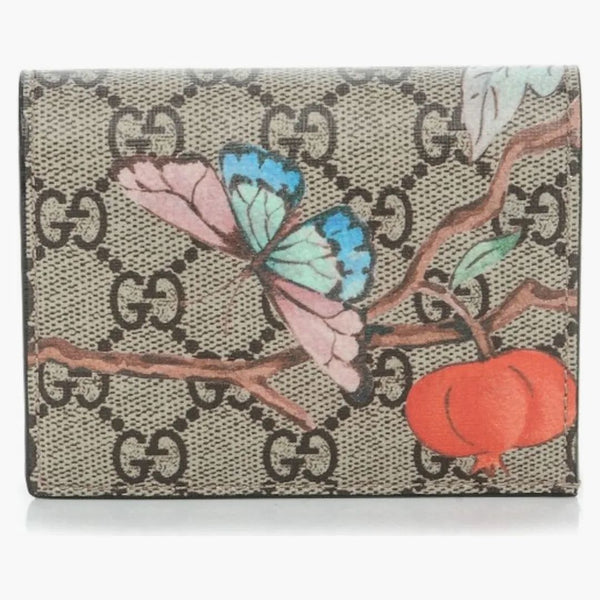 Gucci Card Case Wallet Monogram Gg Supreme Tian Print Brown/beige/pink/blue