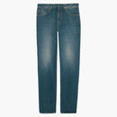 Gucci umyl pravidelné džíny s kamenným modrým mramorovaným džínovým džínem