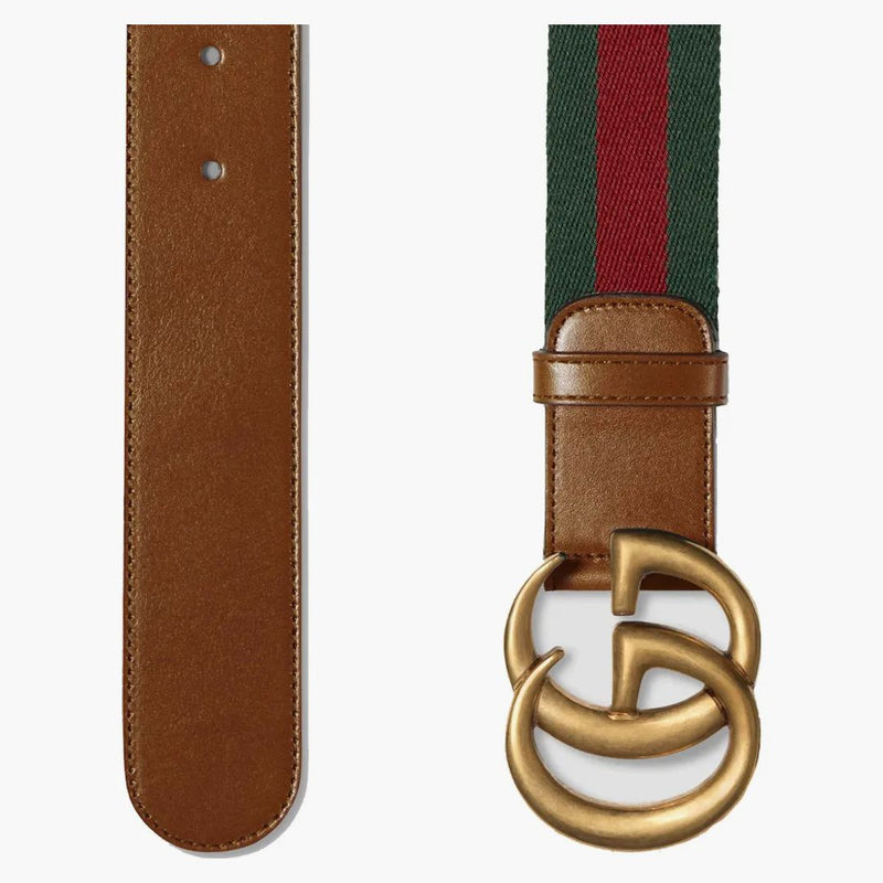 Gucci Web Belt Belt Double G Buckle 1.5 Web Green e Red