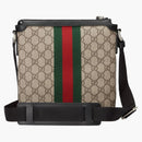 Gucci Web GG Supreme Flat Messenger Beige/Ebony