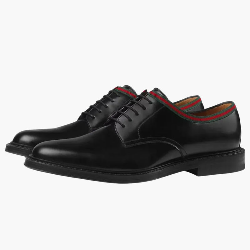 Gucci Web Lace Up Black Leather