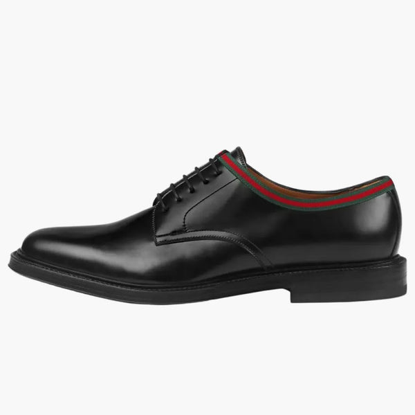 Gucci Web Lace Up Black Leather