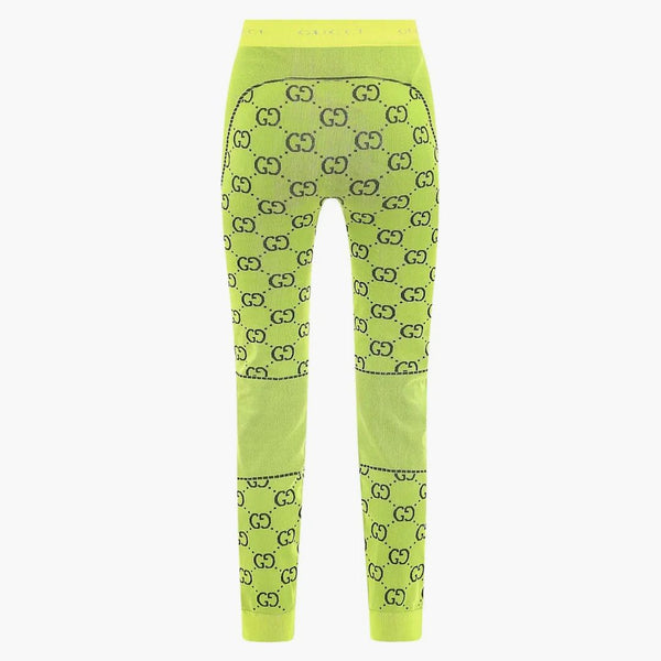 Gucci Woman Jacquard Gg Jersey Leggings Yellow