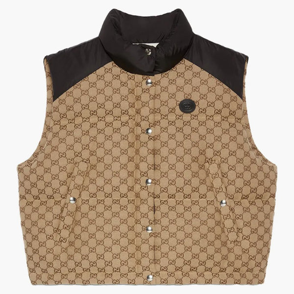 Gucci Women's GG Cotton Canvas Buffer Vest Camel/Brown