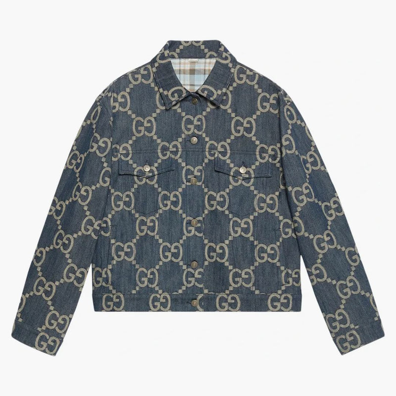 Gucci Women's Gg Denim Jacket Blue/ivory