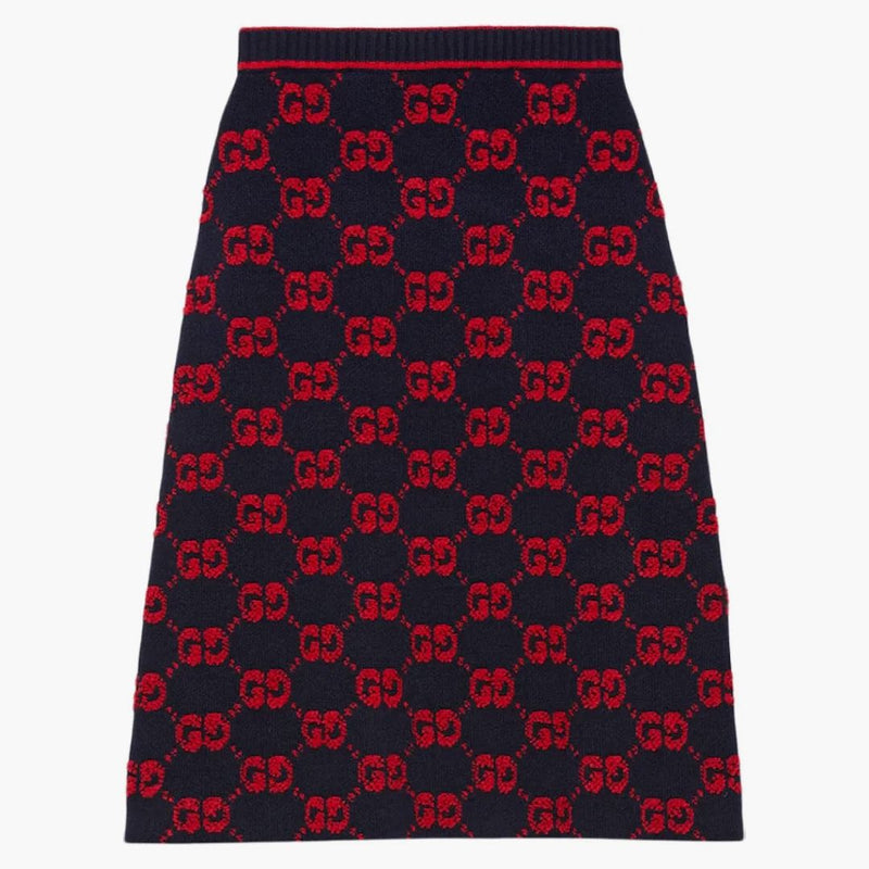 Gucci Dámská GG WOW BOUCLE Jacquard Sukně modrá/červená