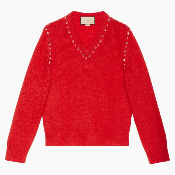 Gucci kvinnors mohair med studströja röd