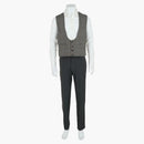 Gucci Wool Blend Plaid Vest Gray Beige