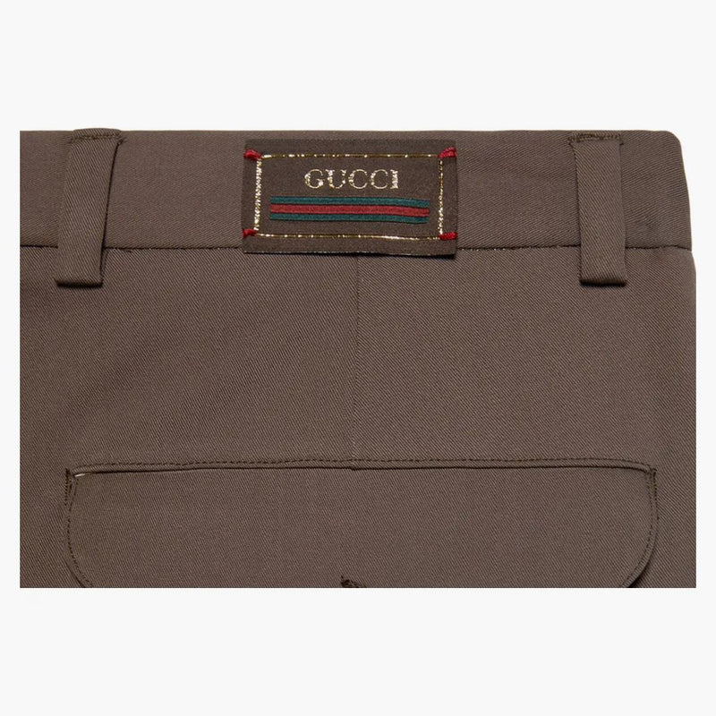 GUCCI WOOL GUCCI Label kalhoty tmavě hnědé