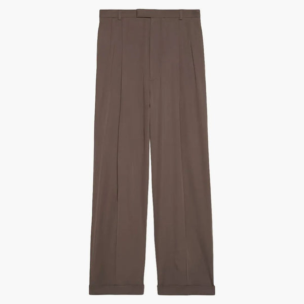 GUCCI WOOL GUCCI Label kalhoty tmavě hnědé