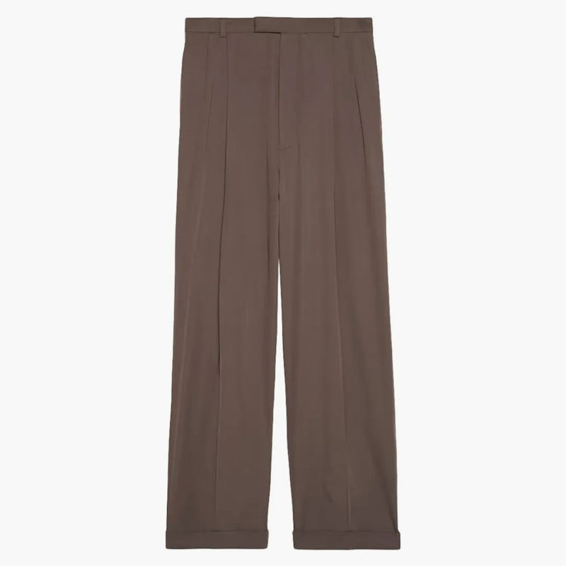 GUCCI WOOL GUCCI Label kalhoty tmavě hnědé