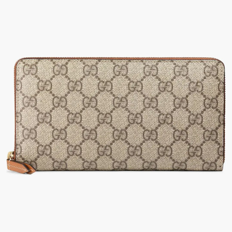 Gucci zip runt plånbok GG Supreme Large Beige/Brown