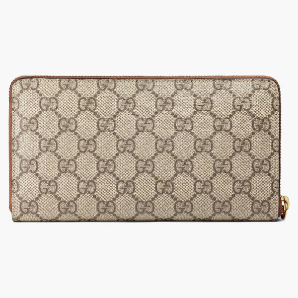 Gucci Zip Around Wallet Gg Supreme Large Beige/brown