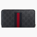 Gucci Zip Around Wallet GG Supreme Web Black Gray