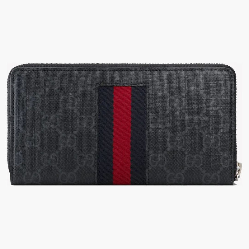 Gucci Zip Around Wallet GG Supreme Web Black Grey
