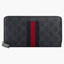 Gucci Zip Around Wallet GG Supreme Web Black Gray