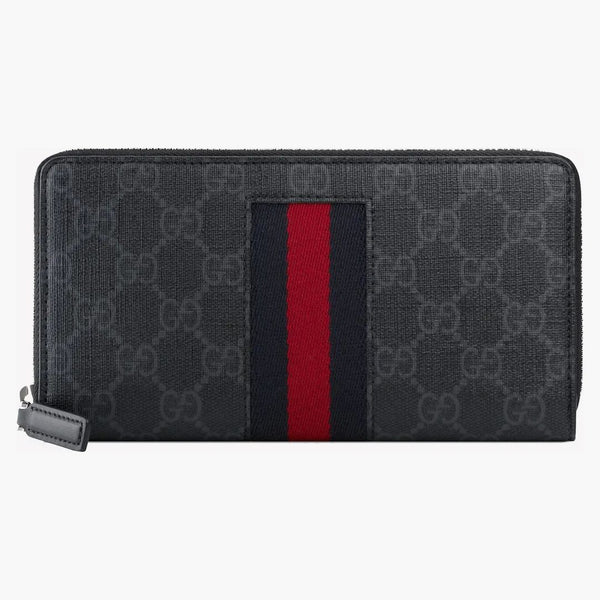 Gucci Zip Around Wallet Gg Supreme Web Black Grey