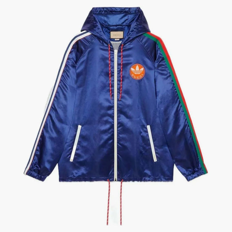 Gucci x adidas satin nylon jacket blue