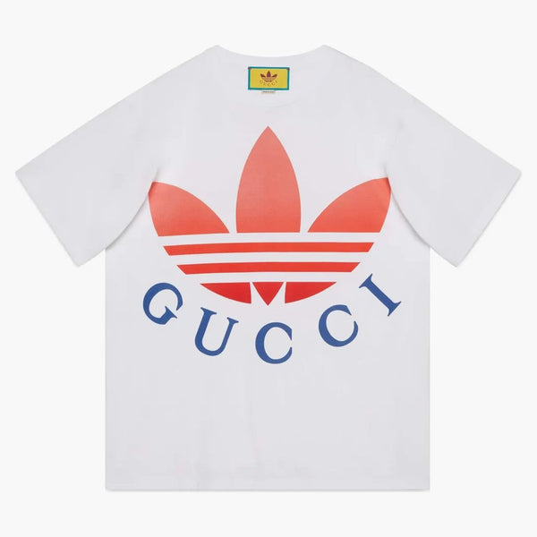 T-shirt gucci x adidas biały/czerwony