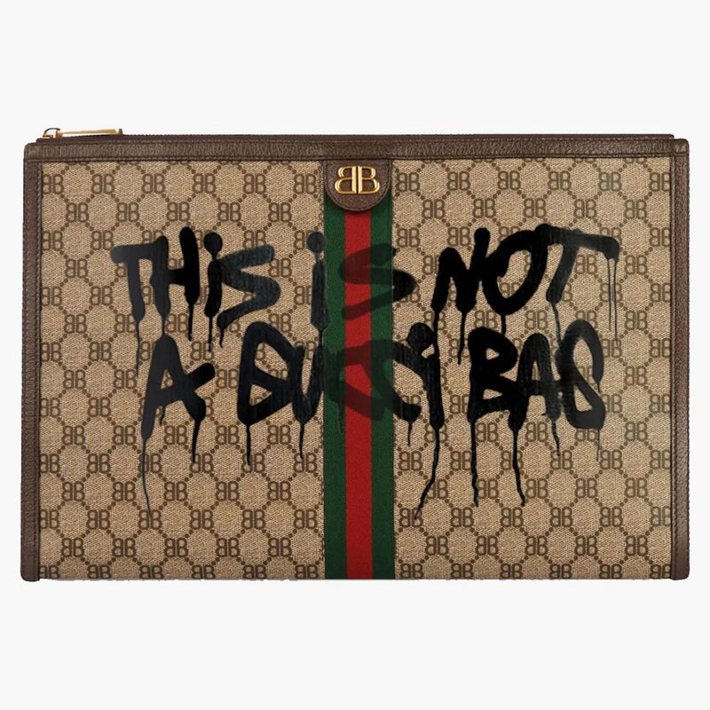 Gucci X Balenciaga The Hacker Project Graffiti Laptop Pouch Beige
