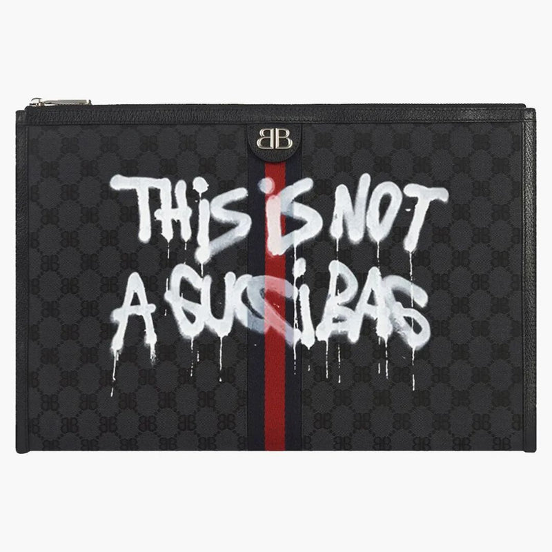 Gucci x Balenciaga Hacker Project Graffiti Laptop Pouch Black